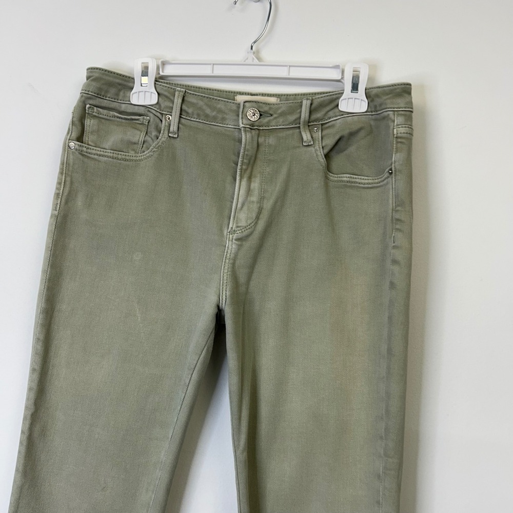 Driftwood Colette Sage Green Embroidered Cuff Crop Jeans Women's 31 Boho - Picture 11 of 11